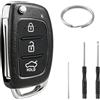 JJCHQ 3 Tasti Guscio Chiave Auto Compatibile con Hyundai i40 i30 i20 i10 ix20 ix35 Tucson Santa Fe Elantra Telecomando Custodia Ricambio Chiave Cover con Portachiavi