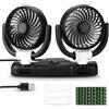 D-Lumina Ventilatore per auto, girevole a 360°, doppia testa, 12 V, con USB, 2 velocità, aria condizionata, per SUV, camper, ATV, barca, auto, targa con adesivo 0
