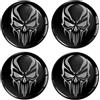 Biomar Labs 4 x 45mm 3D Adesivi in Silicone per Coprimozzo Cerchione Copricerchi Tappi Ruote Auto Tuning Teschio Nero Argento A 5445