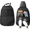 Dwitkul 2 Pezzi Protezione Sedile Auto Bambini Universale Impermeabile Antisporco, Proteggi Sedile Auto Bambini Posteriore con 2 Tasche Organizer per Cani Gatti,Anti-Calcio e Graffi,Morbido e Lavabile(Nero)