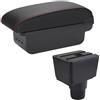 PaCsci Poggia braccio Auto Per Ford EcoSport 2018-2024 Bracciolo Box Auto Bracciolo Box Portaoggetti Bracciolo console centrale(B Black red 3USB)