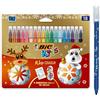 Bic Kids Kid Couleur - Pennarelli con punta in feltro, punta media, edizione natalizia, colori assortiti, confezione da 18