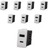 A2ZWORLD 8 Pezzi Caricatore USB da Incasso 1 Modulo, USB-A QC 3.0 + USB-C PD 20W, Ricarica Rapida 5V 9V 12V, Compatibile Con Bticino Living Light, Colore Bianco, Serie MBL