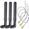 GERUI Antenna WLAN 2,4 GHz 5 GHz 5,8 GHz 8 dBi Antenna RP-SMA e 28 cm U.FL IPX IPEX MHF4, cavo di prolunga femmina 3 pezzi