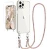 Ciciber Custodia per iPhone 12/12 Pro, con cinturino e pellicola protettiva, trasparente con cordino da appendere con cordino, custodia protettiva per iPhone 12/12 Pro 6.1, arcobaleno