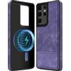 COODIO Custodia in Pelle per Samsung Galaxy S21 Ultra 6,8 Pollici, Cover Magnetica Compatibile con MagSafe/Caricatore Wireless, Custodia Sottile e Creativa, Viola