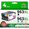 colorfly 963XL Multipack di Cartucce compatibili con HP 963 963XL per Officejet Pro 9010 9012 9013 9014 9015 9016 9018 9019 9020 9022 9023 9025 9026 9028 (4 Pack)