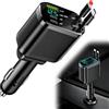 JRILUO Caricatore Accendisigari Auto USB C 75W 5 in 1 con 2 Cavi Retrattili, Adattatore Auto con 3 Porte USB/Type C, Ricarica Rapida PD per Smartphone Tablet GPS, 12V/24V