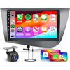 Hodozzy 4GB+64GB Android Autoradio per Seat Leon 2 MK2 2005-2012 Carplay Android Auto Wireless, Hodozzy Radio 9 Pollici Touch Screen Auto Stereo 2 Din GPS Navigatore, WiFi, Bluetooth, DSP, FM/RDS+Retrocamera