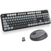 SOLIDEE Combo Tastiera e Mouse Wireless,tastiera macchina da scrivere retro,Tastiera per Computer con Tasti Rotondi 2.4GHz con Tastierino Numerico,104 Tasti(Americana QWERTY)(BlackGray Gradient)