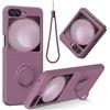 GUAGUA Custodia per Samsung Galaxy Z Flip 5 5G - Supporto ad anello a 360 - Silicone liquido con cordino - Fodera interna morbida - Custodia di prestizione antiurto per Samsung Z Flip 5 - 6.7''
