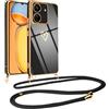 Vauki Cover con Cordino per Xiaomi Redmi 13C, Carina Motivo Cuore Custodia con Collana, Antiurto Ultra Silicone TPU Morbida e Sottile Catena per Cellulare Case per Redmi 13C 6.74, Nero