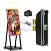 JIAQINMOTD Cabina fotografica a specchio magico da 101,5 cm, portatile per selfie con touch screen da 21,5 pollici, mini PC integrato, luce ad anello RGB, custodia per feste, matrimoni, eventi (nero, cabina
