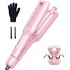 BESTOPE MIX 4 In 1 Regolabile Piastra Onde per Capelli - 22/25/32/38mm Piastra Onde per Onde da Spiaggia, Onde Naturali, Onde d'acqua, Onde da Sirena, Antiscottature, Display Digitale, 4 Temperature, Pink