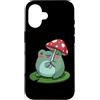 Cottagecore Frog Mushroom Lily Pad Cute Custodia per iPhone 16 Carino Rana Fungo Ombrello Lily Pad Cottagecore Cartoon Art