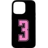 Uniform Number Pink SUL RETRO E FRONTE Custodia per iPhone 15 Pro Max Rosa Numero 3 Uniforme Numerata Squadra Sportivo