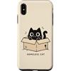 Homeless Cat Custodia per iPhone XS Max Homeless Cat Box Gatto Divertente Gattino Carino Gatto Nero