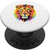 Colorful Lion Head Colourful Cool Lion Head in Vivid Shades Artistic Designed PopSockets PopGrip Adesivo