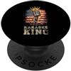 Karaoke King Singer Microphone American Karaoke King Singer Microfono Vintage Bandiera Americana Canto PopSockets PopGrip Adesivo
