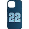 Number 22 Jersey Player Uniform #22 Gift Custodia per iPhone 16 Pro Max Divisa da giocatore numero 22 blu e bianco #22