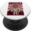 Pomeranian Puppy Lover PS Divertente retrò giapponese Dogzilla Pomerania Amante dei cani PopSockets PopGrip Adesivo
