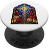 Holy Art Rosario con croce cattolica ornata rosario sacro mosaico opera d'arte PopSockets PopGrip Adesivo