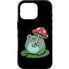 Cottagecore Frog Mushroom Lily Pad Cute Custodia per iPhone 16 Pro Carino Rana Fungo Ombrello Lily Pad Cottagecore Cartoon Art