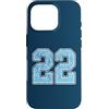 Number 22 Jersey Player Uniform #22 Gift Custodia per iPhone 16 Pro Divisa da giocatore numero 22 blu e bianco #22