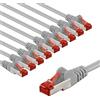 goobay 65995 - Cavo di rete CAT6 in set/cavo patch schermato S/FTP/CU, PiMF, LSZH/Cat 6 da 10 Gbit/Grigio/10 x 2 m