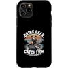 Bear Fishing Beer Lover Lake Custodia per iPhone 11 Pro Bere Birra Cattura Pesce Evitare Persone Pesca