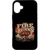 Christian Revival Faith Fire Cross Custodia per iPhone 16 Plus Retro Mountain Cross Il fuoco brucia ancora
