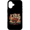 Christian Revival Faith Fire Cross Custodia per iPhone 16 Retro Mountain Cross Il fuoco brucia ancora