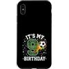 Kids Soccer Football Birthday Shirts And Custodia per iPhone XS Max It's My 9th Birthday Soccer Ball Field 9 Ragazzo di anni