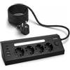 Huslog multipresa con 4 prese Schuko, 4 porte (2× USB-C e 2× USB-A), luce notturna a LED, protezione da sovratensione, 3680W, multipresa con interruttore, montaggio a parete possibile - nero
