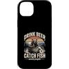 Bear Fishing Beer Lover Lake Custodia per iPhone 14 Plus Bere Birra Cattura Pesce Evitare Persone Pesca