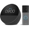 Amazon Echo Spot (modello 2024), Nero + Ring Videocitofono a batteria (Battery Video Doorbell) (ultimo modello), Grigio screziato