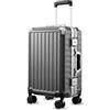 LUGGEX Valigia Rigida, Bagaglio Con Struttura In Alluminio Con Chiusura A Combinazione, Trolley Per Bagagli A Mano Senza Zip Con 4 Ruote, Nero, 56 x 37 x 24 cm