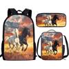 THKVSV Zaino per ragazze e ragazzi scuola elementare zaino per studenti elementari borsa con portapranzo borsa portamatite stampa cavallo, Cavallo J, One Size, Zaino daypack
