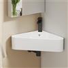 EMKE Lavabo angolare 56,0 × 34,0 × 13,0 cm, in ceramica, triangolare, con foro per rubinetto e troppopieno, piccolo ideale per bagno e WC degli ospiti, bianco