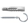 Fischer 25 Tasselli Universali UX 6x35 R R con Gancio Occhiolo Aperto per Muro Pieno, Mattone Forato, Cartongesso, per Installazione e Fissaggio Mobili, Armadietti, Lampade, Staffe TV, 71552