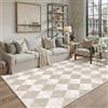 PureCozy Tappeto Salotto 160x230cm Beige Lavabile in Lavatrice Antiscivolo Camera da Letto Grande Tappeti Moderno Geometric Rombo Carpet Soggiorno Cameretta Ufficio Pelo Corto Rug