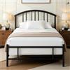 VECELO Telaio per letto in metallo, 90 x 190 cm, con testiera decorativa curva, rete a doghe rinforzate, spazio di archiviazione di 32 cm, montaggio semplice, nero