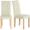 EGGREE Sedie da Pranzo Set di 2 Beige Tessuto Lin Sedie Imbottite con Seduta Spessa e Schienale con Cuciture a Rombo, Gambe in Legno di Gomma Resistenti 46,5 × 43,5 × 98 cm, Design Moderno per Cucina