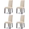S.I.S.A. di G.&G. srl con socio unico Set 4 Sedie Sala Da Pranzo Imbottite, 4 Sedie Cucina, Sedia Modello Denver, Colore Beige Gamba Noce, Materiale Ecopelle, 100x47x46 cm, Arredamento Casa, Sedie Cucina Moderna