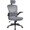 Trisens - Sedia da ufficio, ergonomica, girevole, in rete, per ufficio, colore: nero/grigio, con poggiatesta