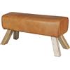 FineBuy Panchina da Interno 90x43x30 cm Vera Pelle/Legno Massiccio Panchetta | Panca da Cucina | Panche Corridoio Imbottita Rustica