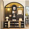 BNUZ Armadio Multifunzionale, Armadio per Ingresso Nero 150x200cm con Scarpiera, Ripiani e Ganci, Guardaroba - in Robusto MDF