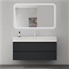 Mai & Mai Mobile Bagno Sospeso120x48x63cm Antracite Opaco, Lavabo, Specchio | Mobile da Bagno con Cassetto Soft-Close Include Lavabo Bianco 120cm e Specchio LED