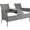 Casaria Panchina da Giardino Polyrattan Resistente 143x55x88cm 320kg (160kg per lato) Panca da Balcone 2 Posti Esterno Mobili Outdoor