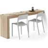 Mobili Fiver, Tavolo da pranzo Evolution 180x40, Rovere Naturale con Una Gamba e Caricatore Wireless, per 3 persone, Tavolo Da Pranzo Moderno Cucina, Made in Italy
